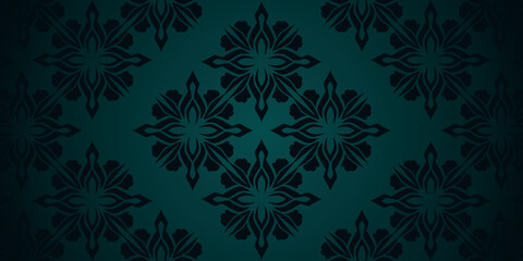 Arabic motif green background. Mandala motif background, abstract mandala pattern. Luxurious ornament in traditional Arabic style. Green abstract floral mosaic background texture.