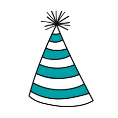 Fototapeta birthday cap in doodle style on white background, vector obraz