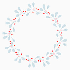Christmas background with round frame. Design elements for cards, invitations, sale, scrapbooking. Vector illustration. 
