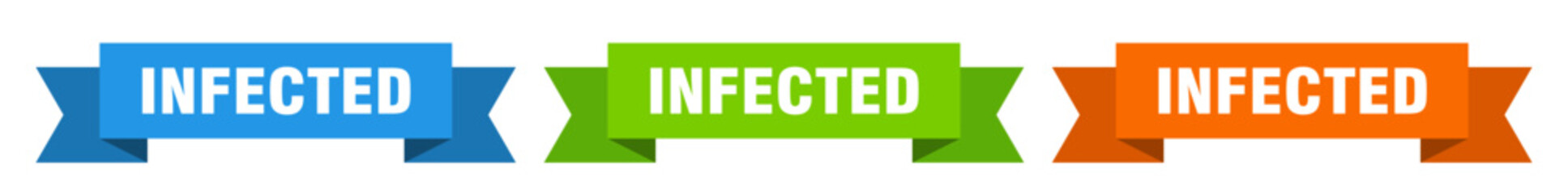 infected ribbon. infected isolated paper sign. banner