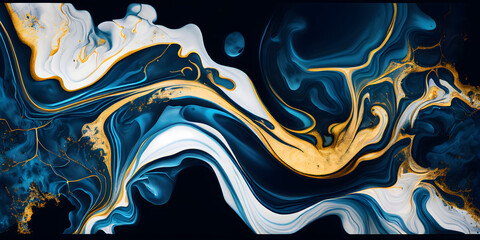 Abstract pink marble liquid texture with gold splashes, rose luxury background. Generative AI.