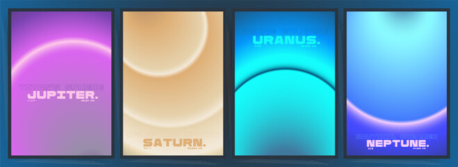 Dark Space Aesthetic Canvas Set in Neon Gradients. Abstract Sci-Fi Poster Backgrounds with Luminous Rings. Cyberpunk and Brutalist Design Templates for Celestial Events, and Futuristic Tech Covers. © Takoyaki Shop