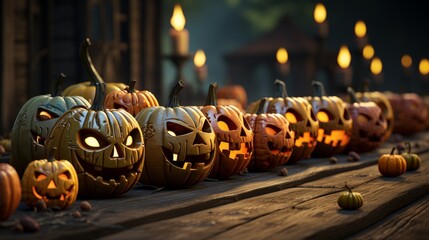 Decorative Halloween jack-o'-lanterns