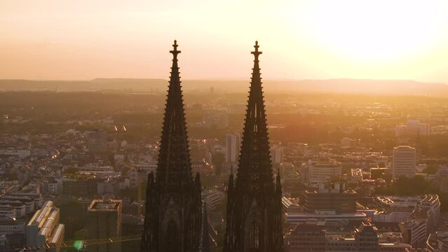 Cologne Skyline Aerial Footage