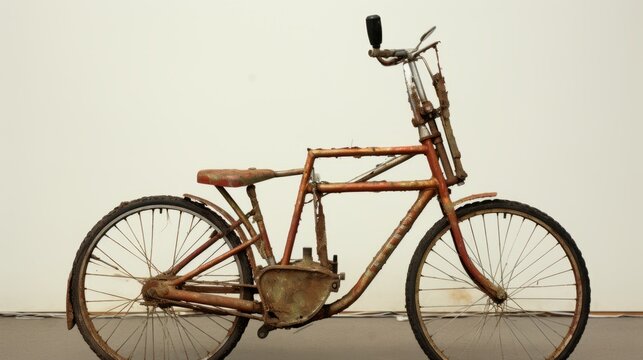 photo of a discarded, rusted bicycle