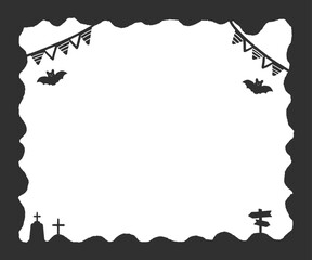 手書きのかわいいハロウィンのフレーム - シンプルな300×250比率のイラスト素材
