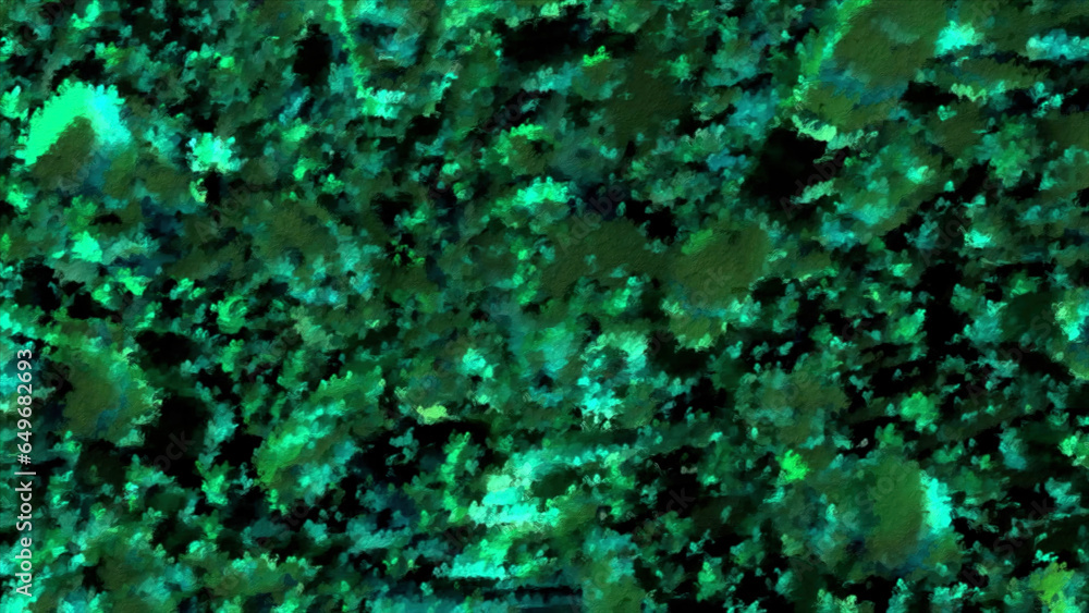 Poster blue and green background. motion. a luminous sheen in animation that darkens by changing patterns m