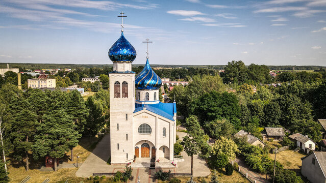 The aerial view of the Orthodox Church in Podlasie region in Poland
