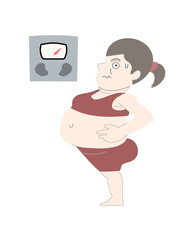 ダイエット　太る　痩せる　女性　体重計　セット素材