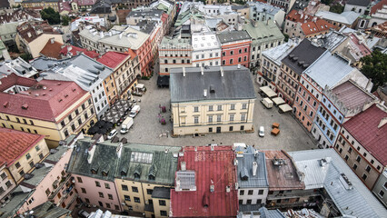 The aerial view of Lublin in Poland