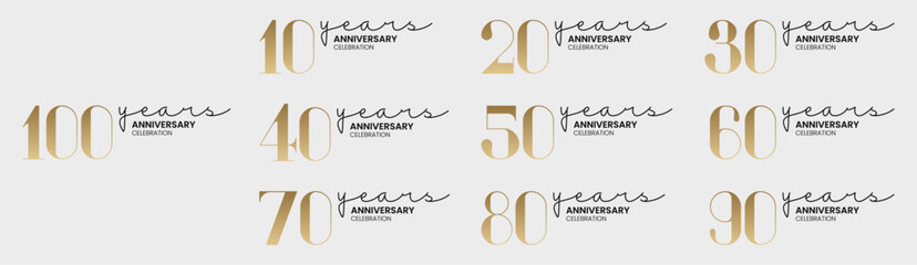 Set of Anniversary Celebration Icon Vector Logo Design Template. Emblem of the 100th anniversary.