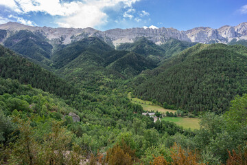 Fototapeta premium The Shrine of Saint Mary of Bastanist, Cadí-Moixeró Natural Park, Catalonia, Spain