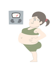 ダイエット　太る　痩せる　女性　体重計　セット素材