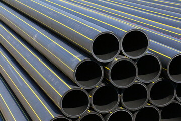 PE pipe plant, Industrial PE pipeline for gas and water. HDPE pipe, Polyethylene PE100 pipe....
