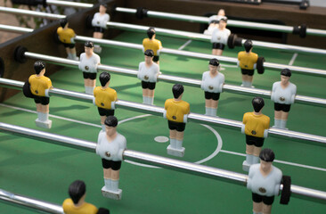 Table football .foosball.
Table football game with players, close up of table football soccer game