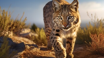 Fototapeta premium Adult Iberian lynx in a Mediterranean oak forest