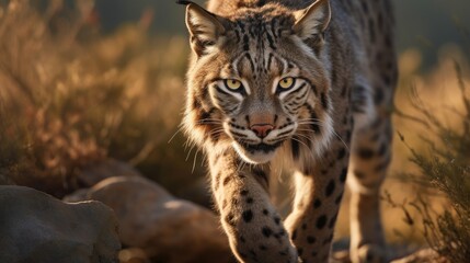Fototapeta premium Adult Iberian lynx in a Mediterranean oak forest