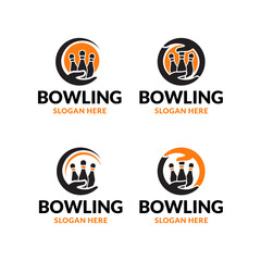 set collection bowling logo design vector template