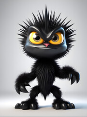 black little angry monster on a white background