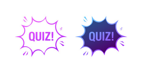 Quiz icons. Different styles, color, quiz time, quiz sign. Vector icons