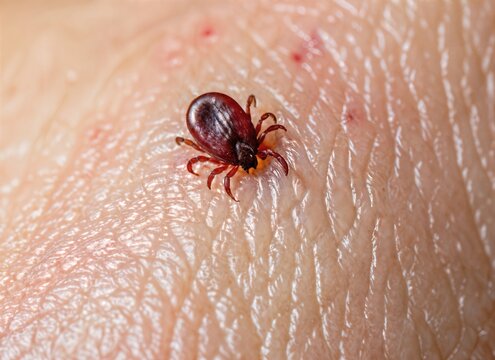 close up of tick on human skin