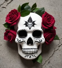 Calavera de dulce de dia de muertos, decorated skull, day of the dead Mexico
