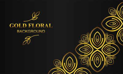 elegant gold floral background with floral and leaf ornament