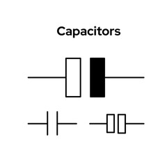 Capacitors icon on white background. Flat vector illustration.