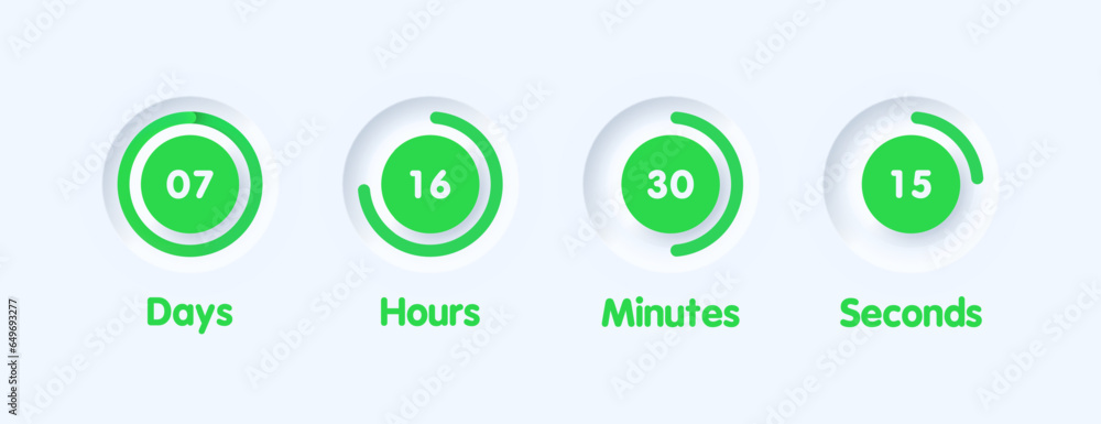 Poster countdown timer. flat, green, countdown timer, countdown. vector icons