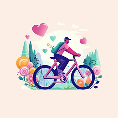 World bicycle day hand drawn flat illustration concept illustration, flat vector art, flat icon AI Generated
