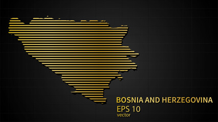  Vector gold map of Bosnia and Herzegovina, futuristic modern website background or cover page .