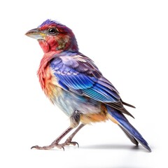 Fototapeta premium Varied bunting bird isolated on white background.