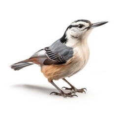 Obraz premium White-breasted nuthatch bird isolated on white background.r