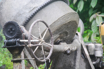 Photo of building material mixer, modern heavy equipment for construction