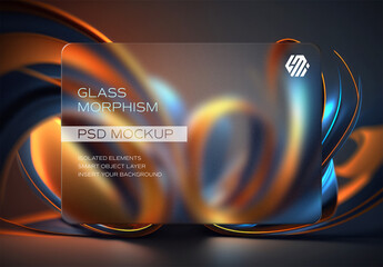 Transparent Frosted Glass Morphism Mockup on Editable Background