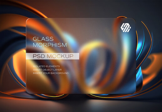 Transparent Frosted Glass Morphism Mockup on Editable Background