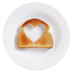 Slice of toasted bread with a cut in the shape