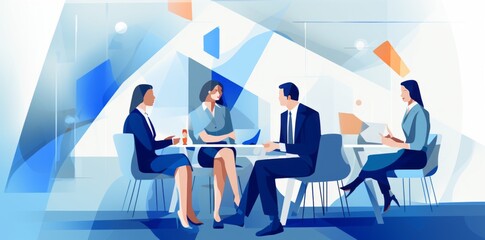 Illustration of business men and women together on a work meeting