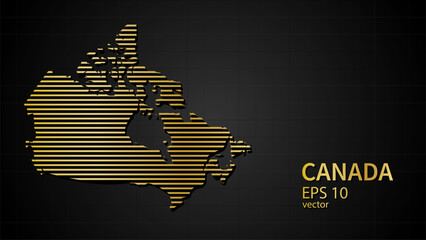  Vector gold map of Canada, futuristic modern website background or cover page .