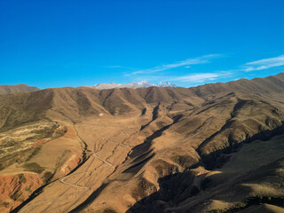 Fototapeta na wymiar Arial view to the canton near Bishkek (Central Asia)