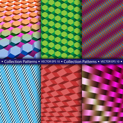 Set of vector patterns for textile design and decoration, packaging and texture