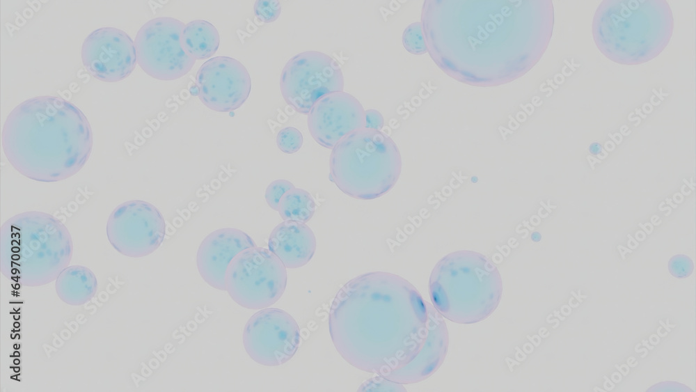 Poster abstract colorful soap bubbles flow. design. 3d round objects on a white background.