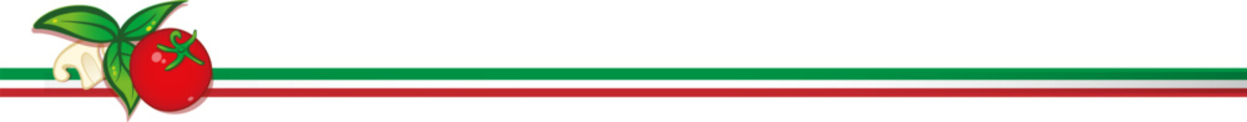 italian flag banner horizontal with tomato basil and mushrooms