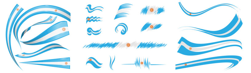Argentina flag set elements, vector illustration on a white background