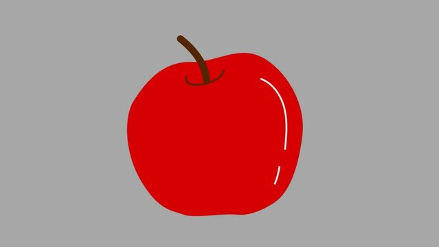 animation of a red apple with a rose 4k