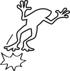 Silhouette of jumping frog on white background Outlined Frog Jummping EPS 10