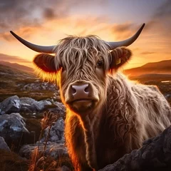 Papier Peint photo Highlander écossais close up of face highland cow