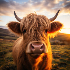 close up of face highland cow