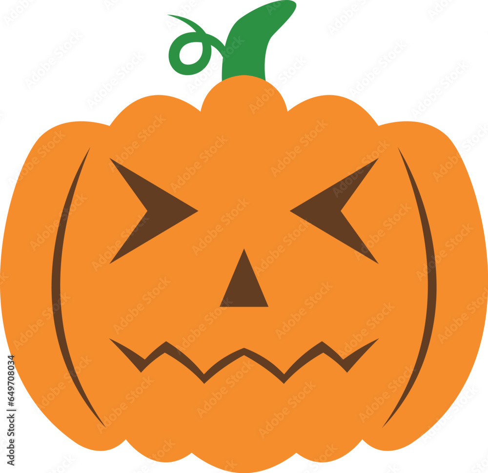 Wall mural creepy orange halloween pumpkin vector icon