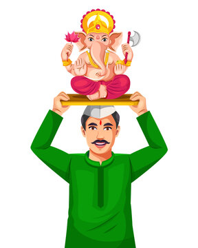 Character design for Happy Anant Chaturdashi Indian festival template. Ganesh Chaturthi celebration
